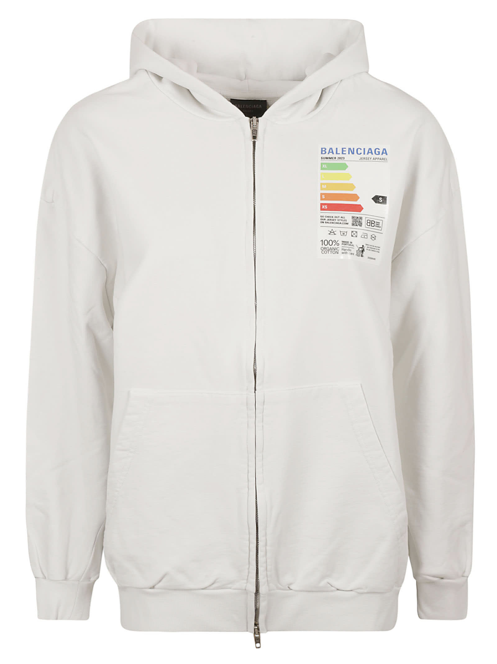 Embellished Cotton Fleece Hoodie In Dirty White