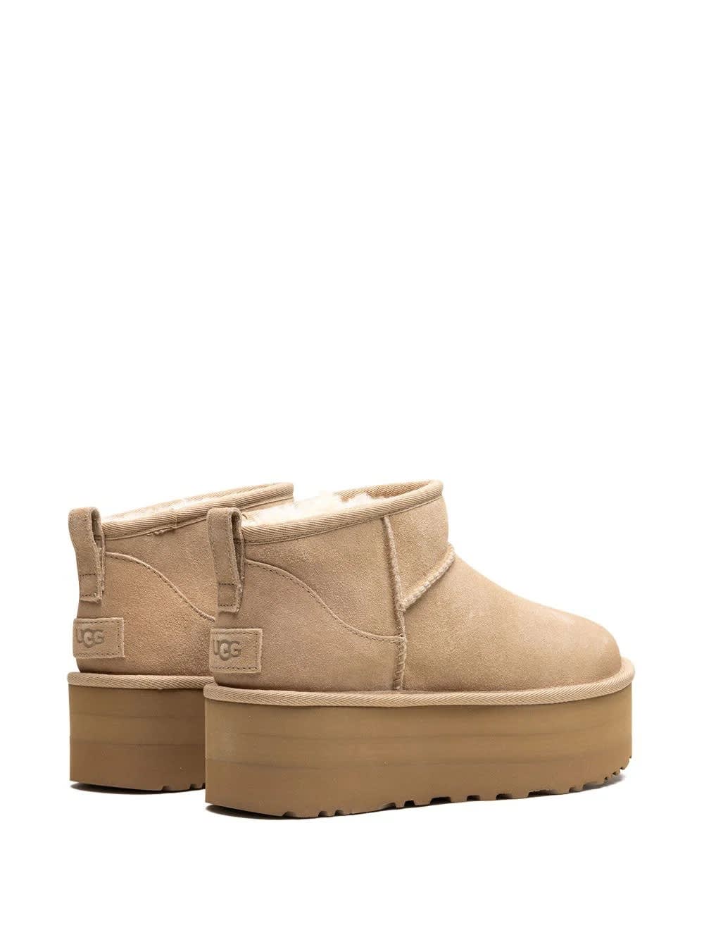 Ugg Classic Ultra Mini 1135092-san Platform Boots Women Sand Suede Comfort Ankle In Sand