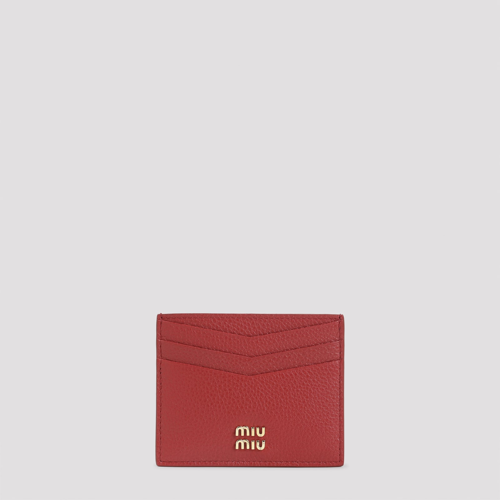 Miu Miu Calf Leather Card Case In Red