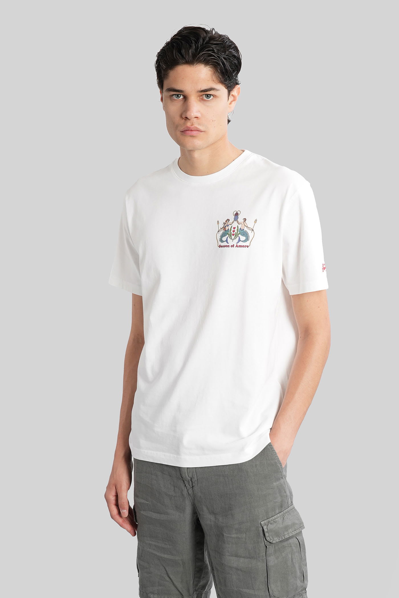 Mc2 Saint Barth Tshirt Man T-shirt In White Cotton In White