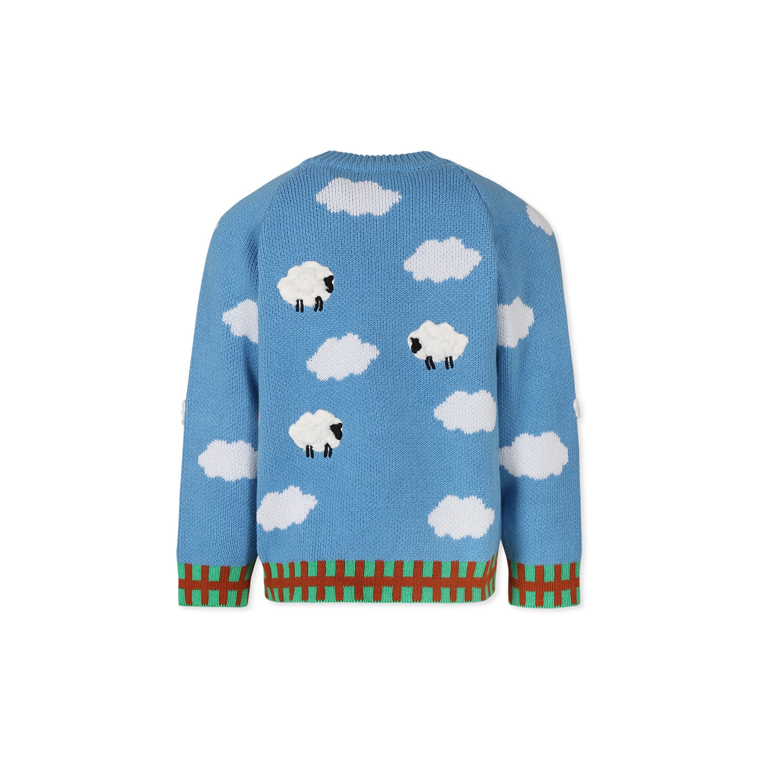 Stella Mccartney Light Blue Sweater For Kids With Sheep In Blue