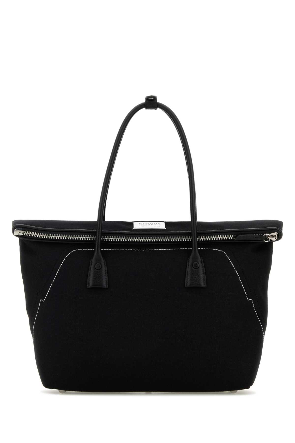 Shop Maison Margiela Black Leather Medium 5ac Shopping Bag