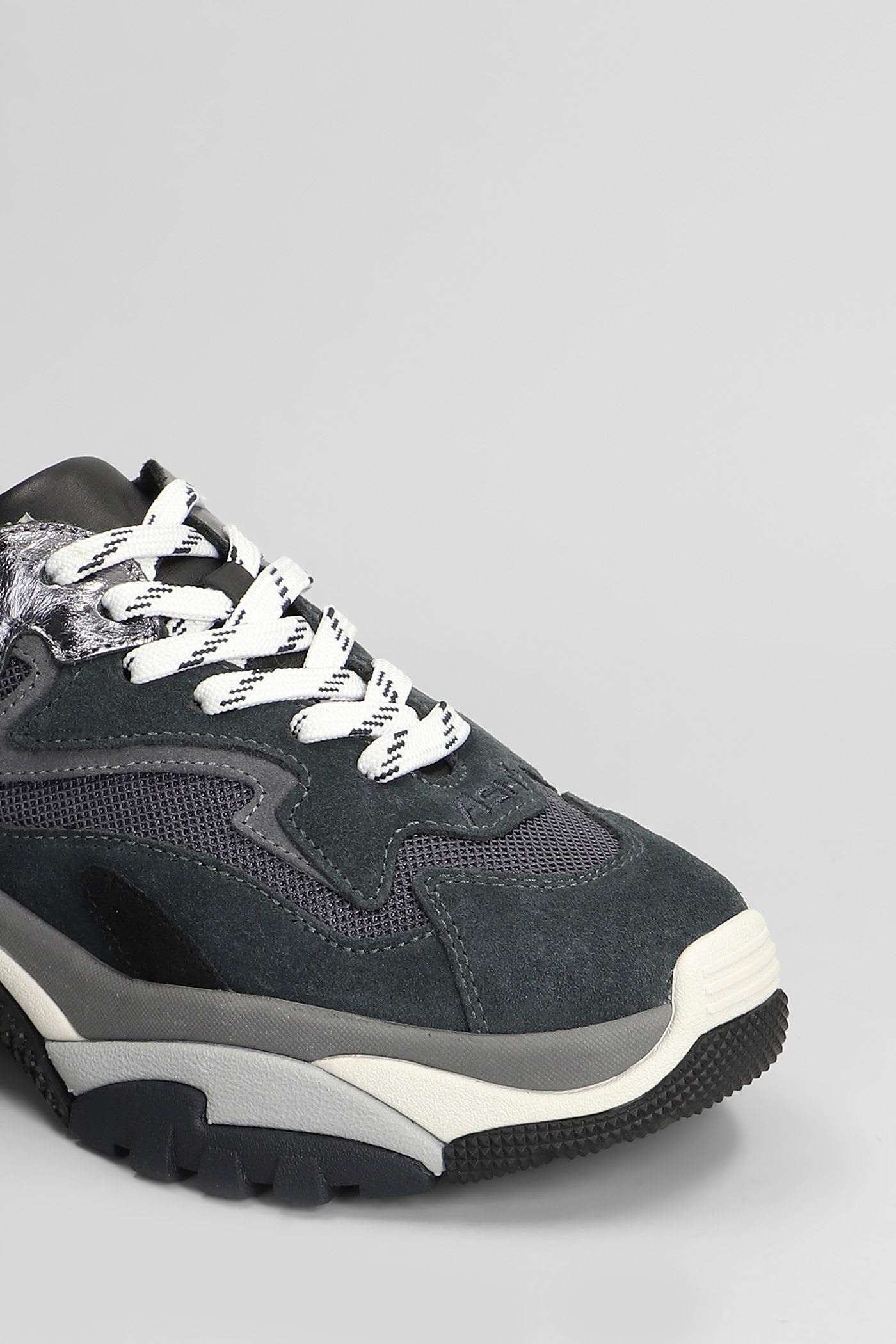 Ash Addict Sneakers In Grey Suede And Fabric In Gray