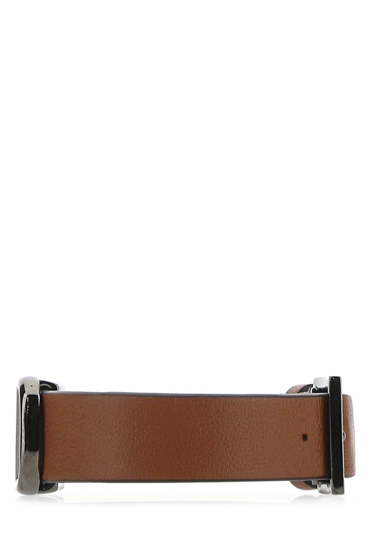 Shop Valentino Brown Leather Vlogo Bracelet In Hg5