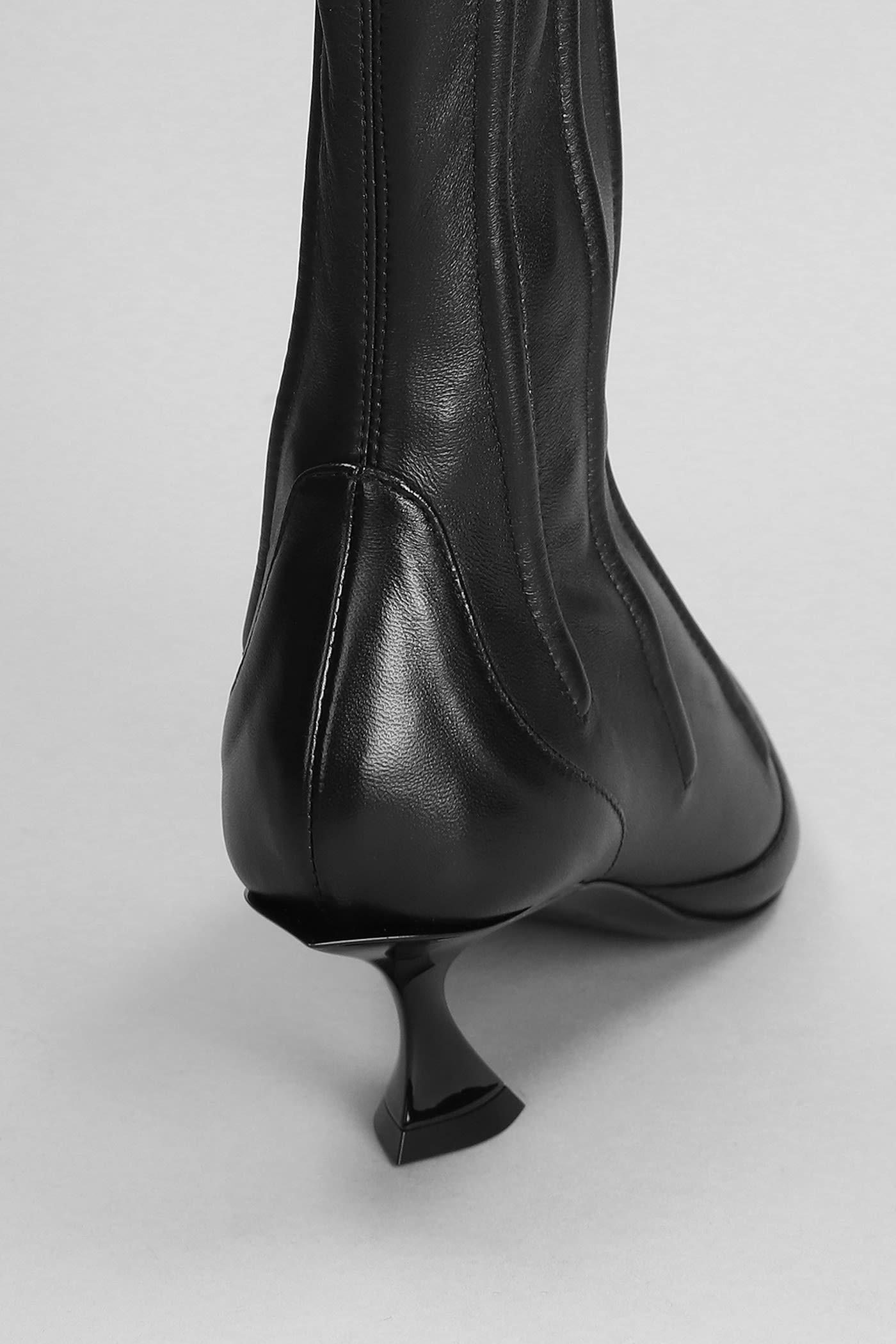 Shop Mugler Low Heels Ankle Boots In Black Leather