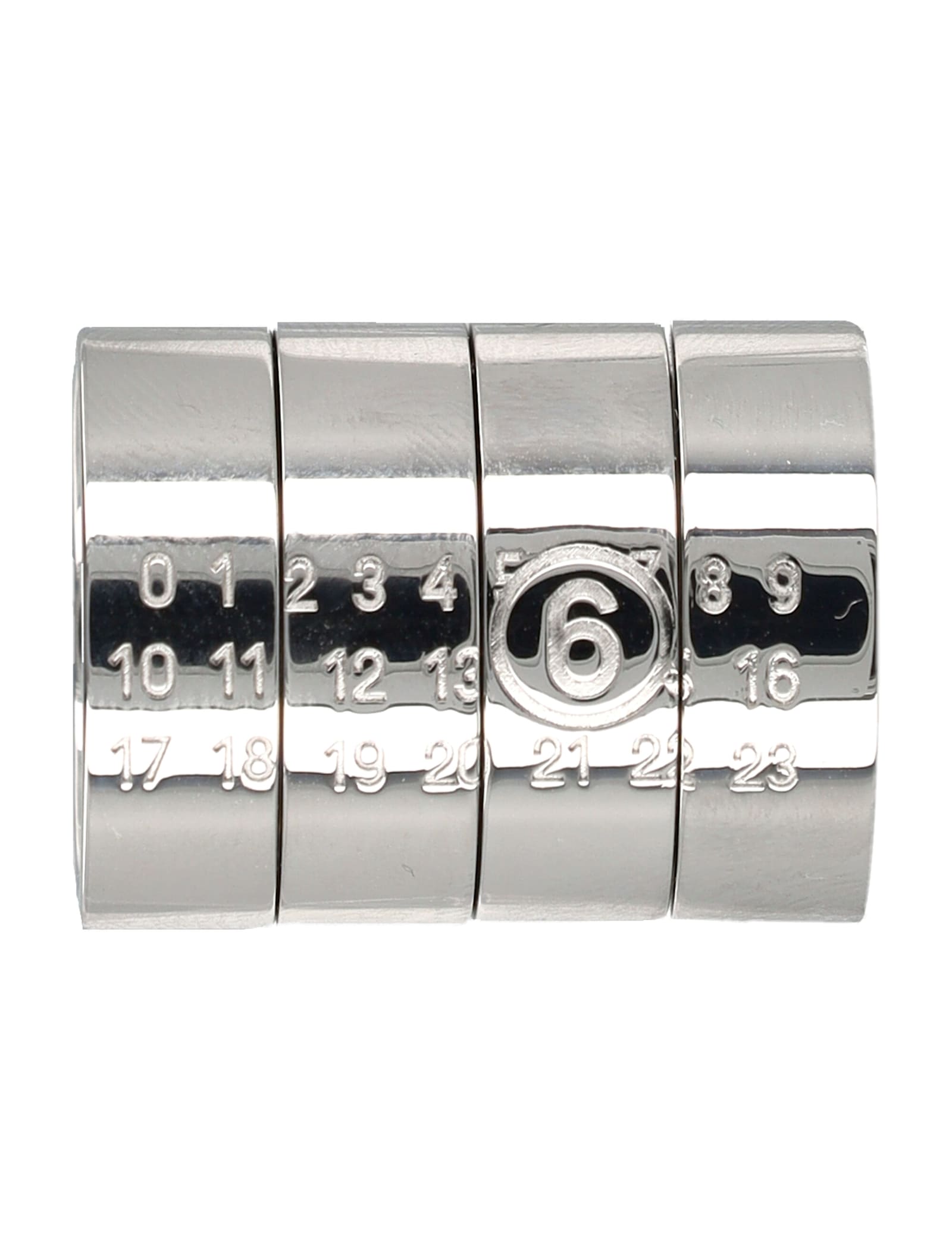 Mm6 Maison Margiela Stacked Numeric Metal Ring In Silver