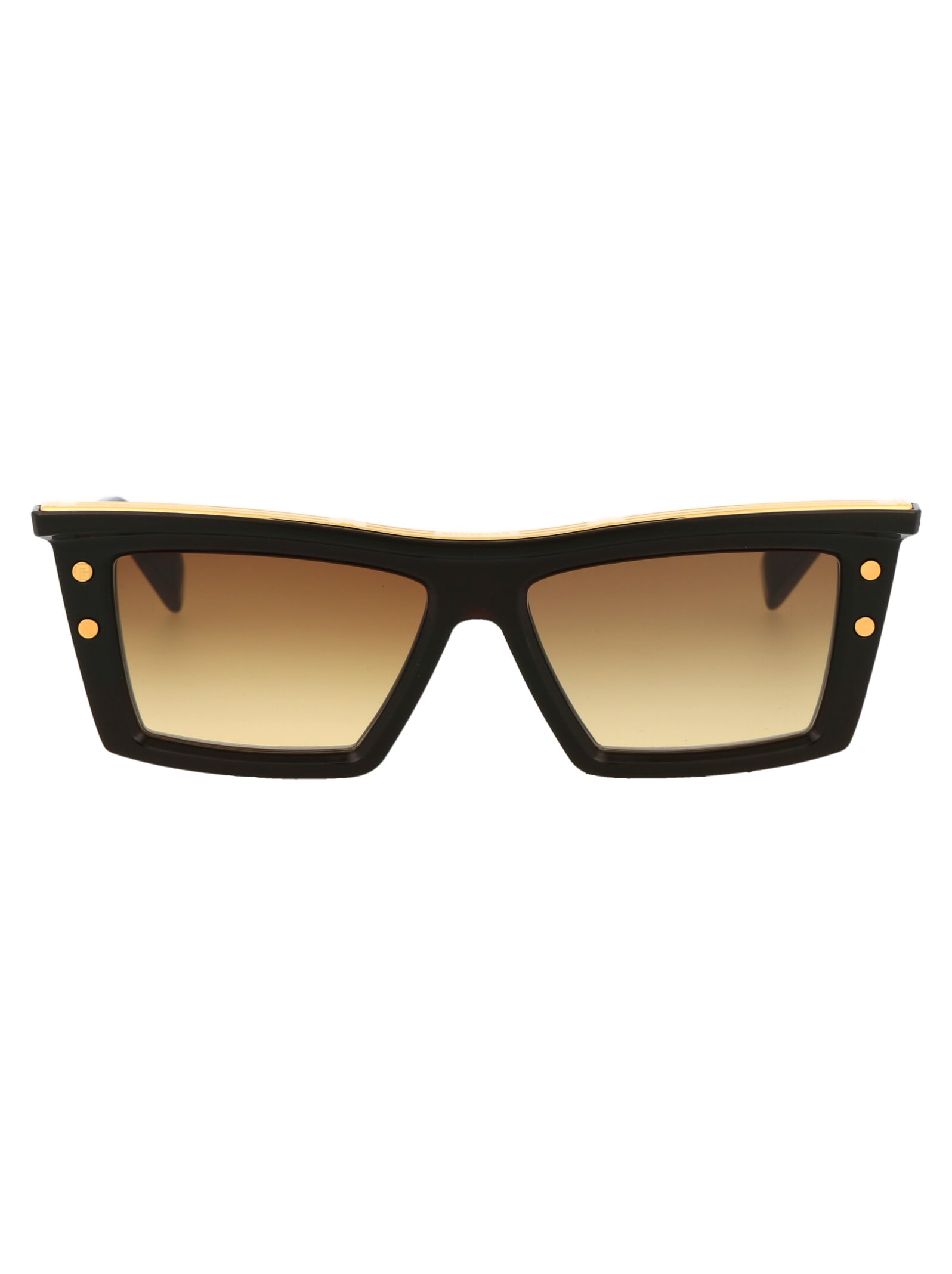 Shop Balmain B-vii Sunglasses In Shiny Chocolate Brown Gold
