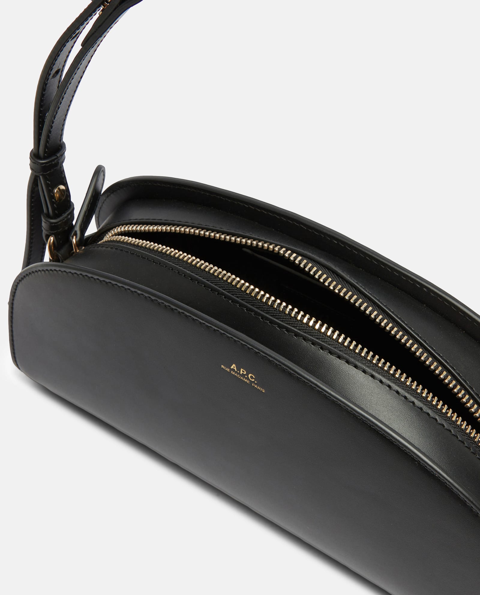 Apc Mini Demi-lune Structured Shoulder Handbag In Black