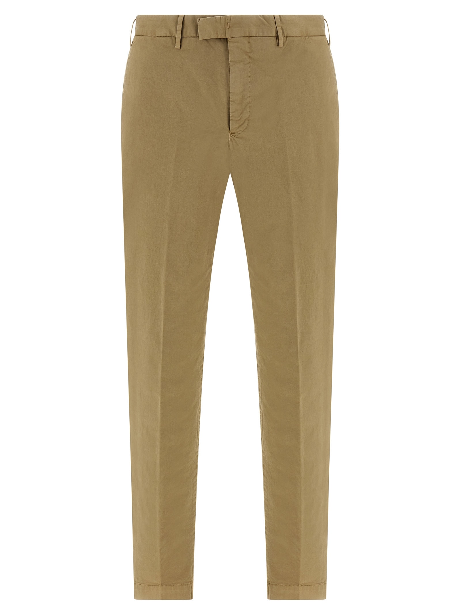 Pt Torino Beige Gabardine Trousers In Green