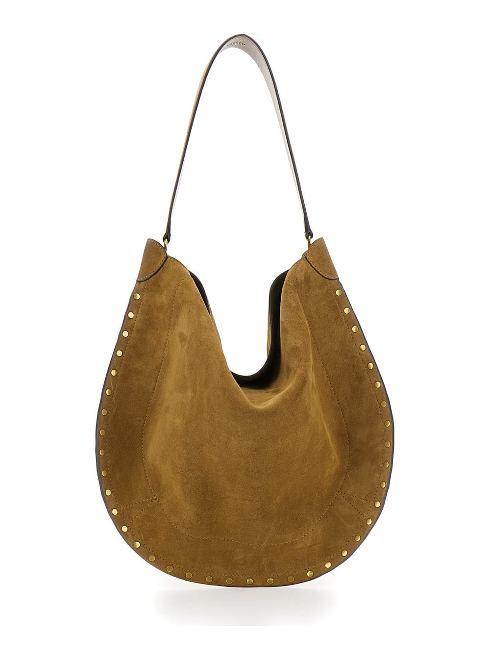 Isabel Marant Oskan Hobo Beige Shoulder Bag With Studs Trim In Suede Woman