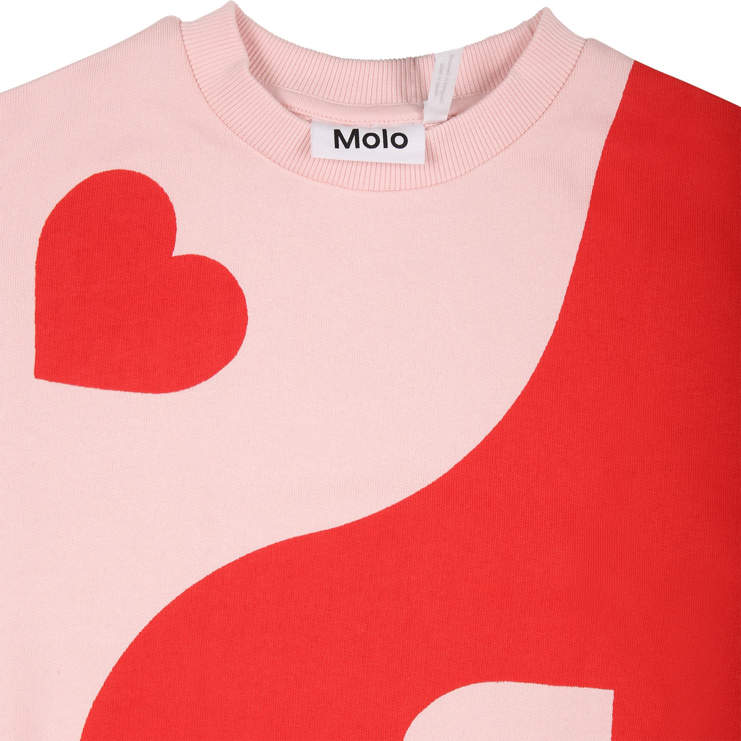 Shop Molo Red Sweatshirt For Girl With Hearts Print In Multicolor