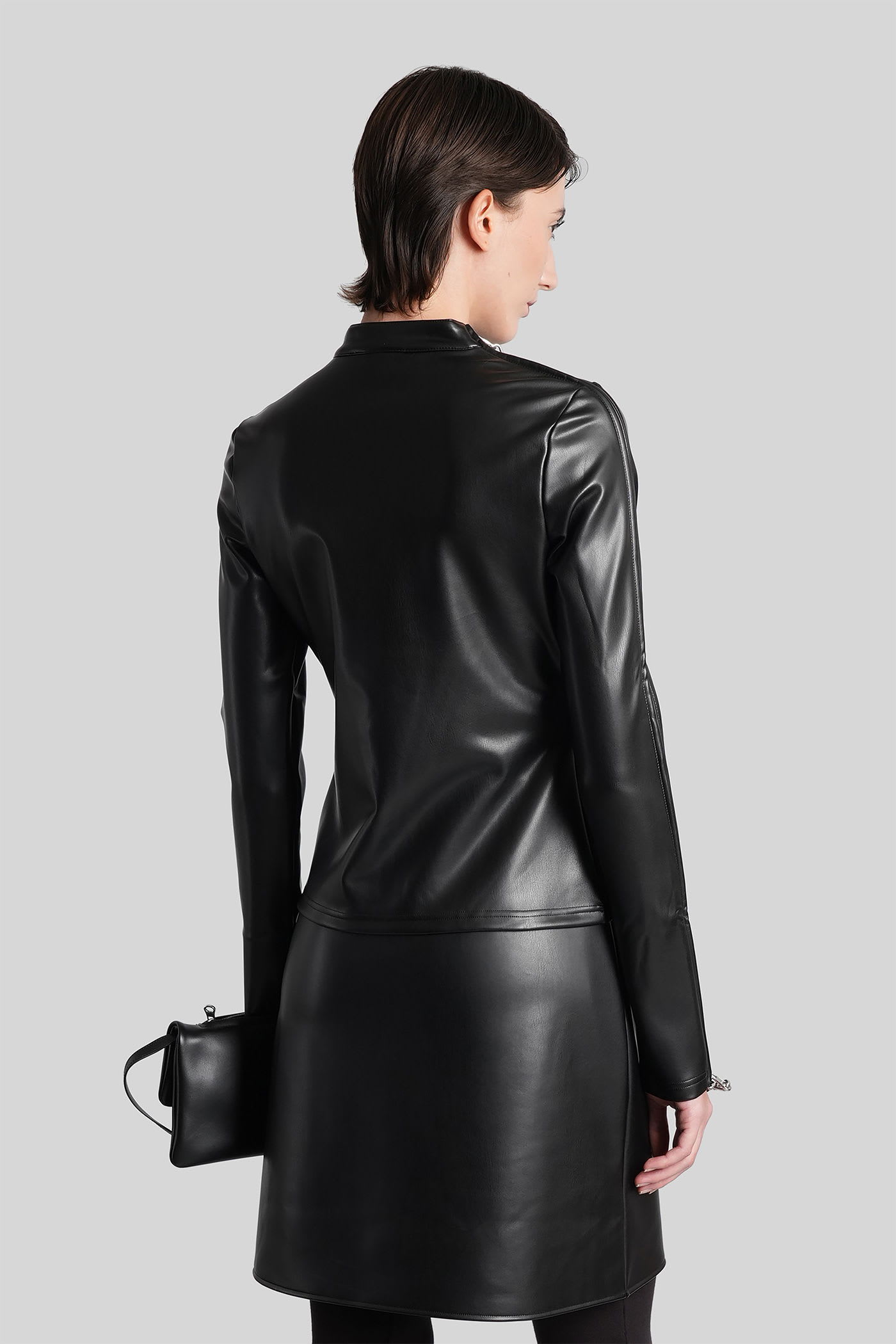Courrèges Biker Jacket In Black Polyuretan In Black