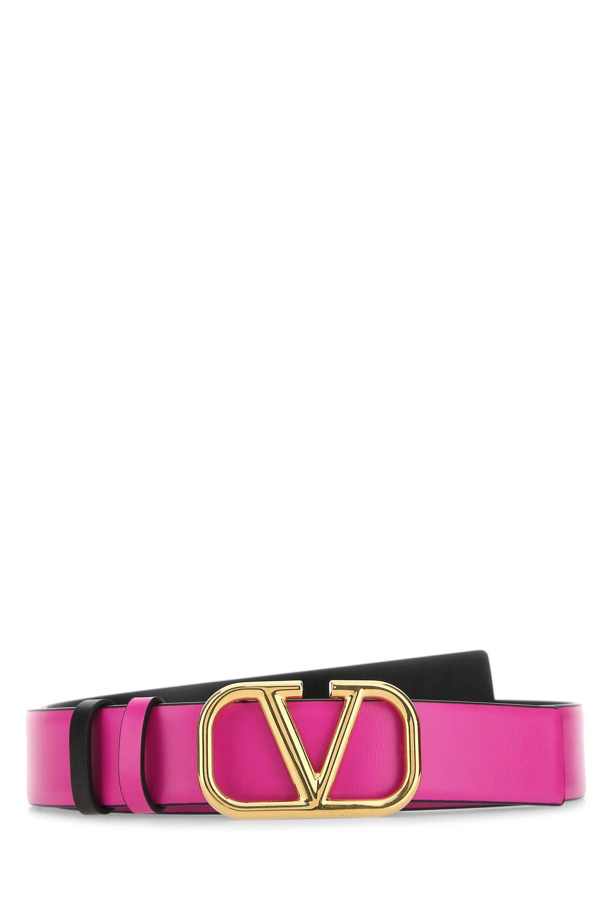 Valentino Garavani Pink Pp Leather Reversible Vlogo Signature Belt