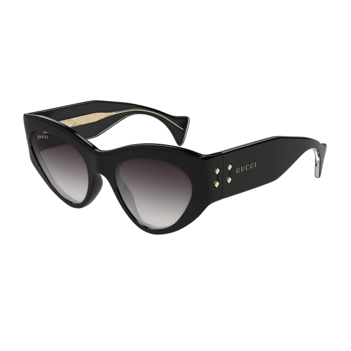 Shop Gucci Gg1704s Linea Rivets 001 Black Grey Sunglasses In Nero