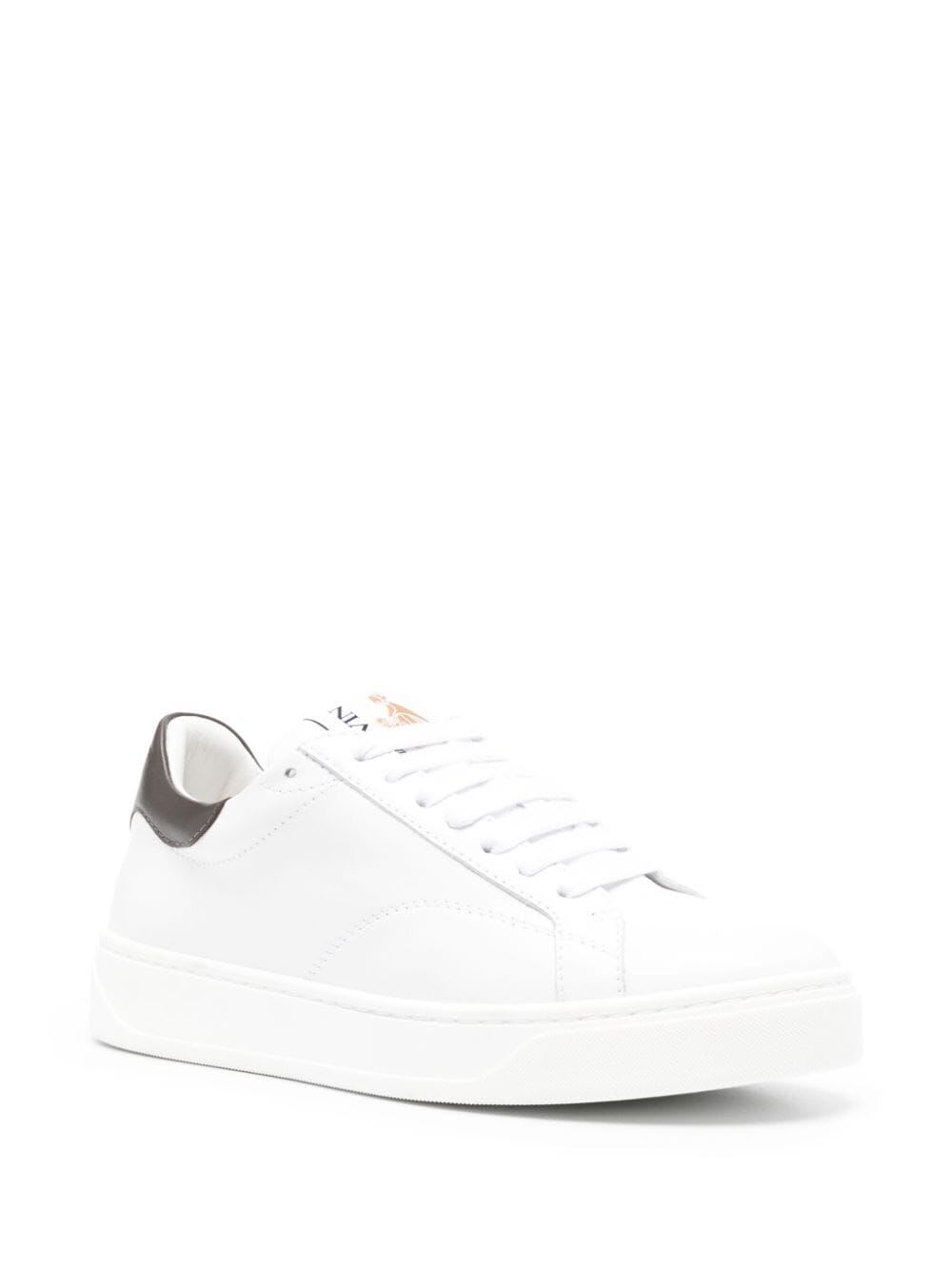 Shop Lanvin Ddb0 Sneaker With Contrasted Embroideries In White Brown