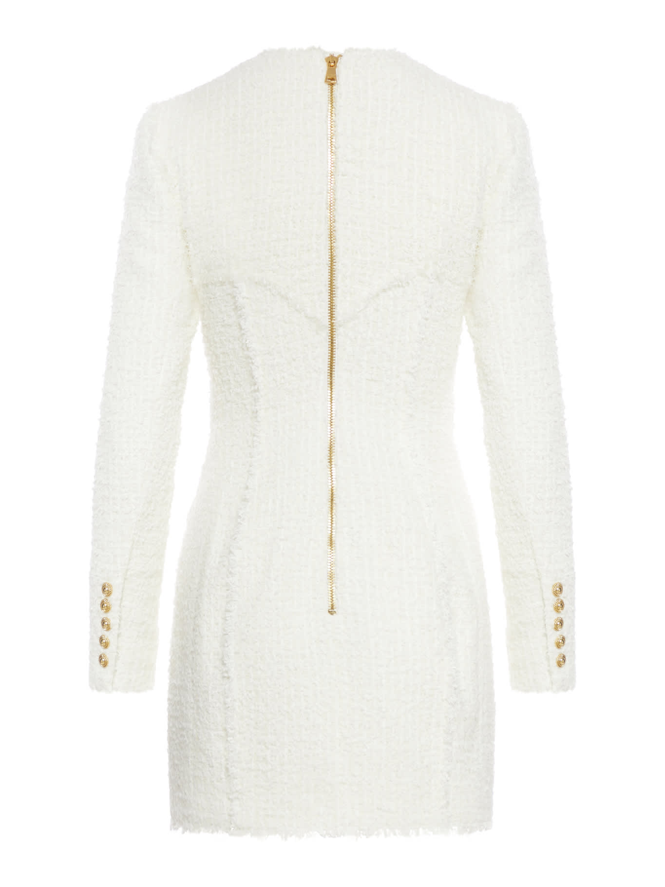 Shop Balmain Mini Dress In Tweed In Fa Blanc
