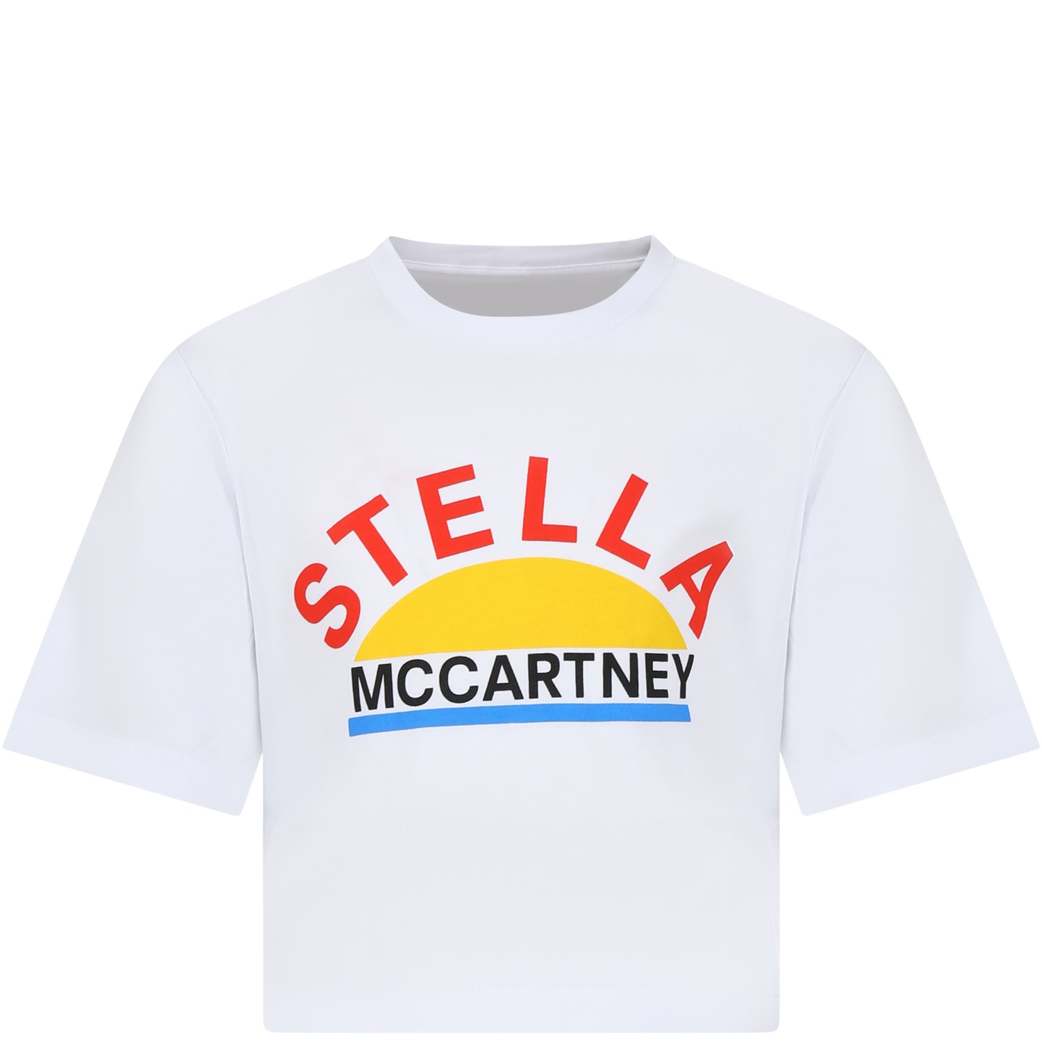 Stella Mccartney Kids' White T-shirt For Girl With Multicolor Print