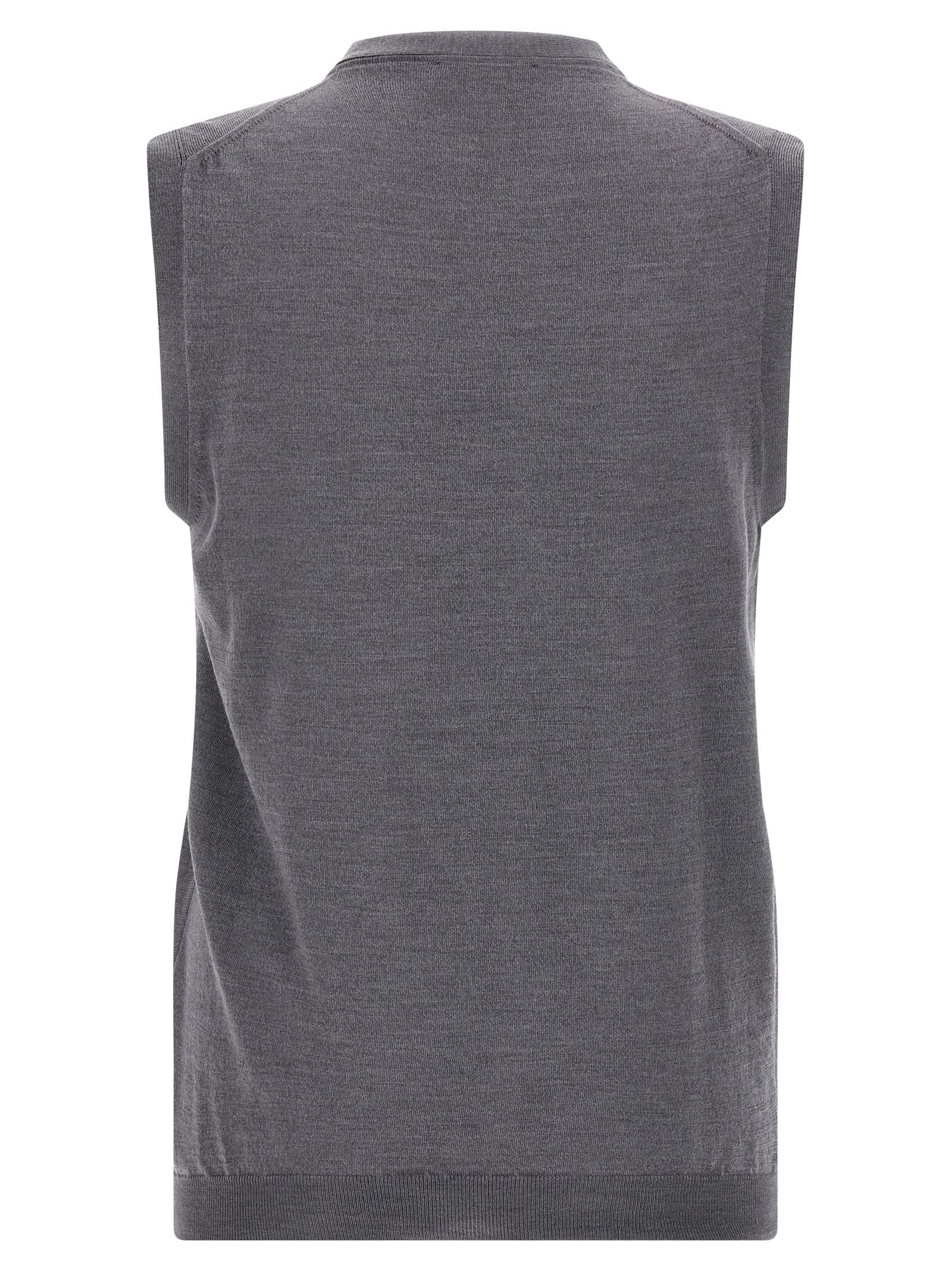 Zanone Knit Sleeveless Vest V-neckline In Gray