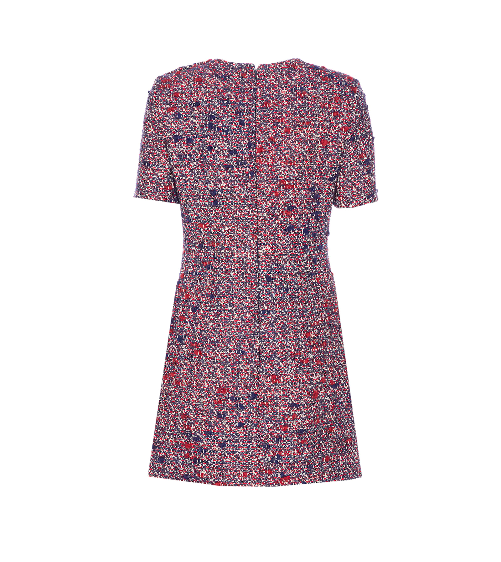 Gucci Textured Wool Dress Featuring Signature Buttons In Purple