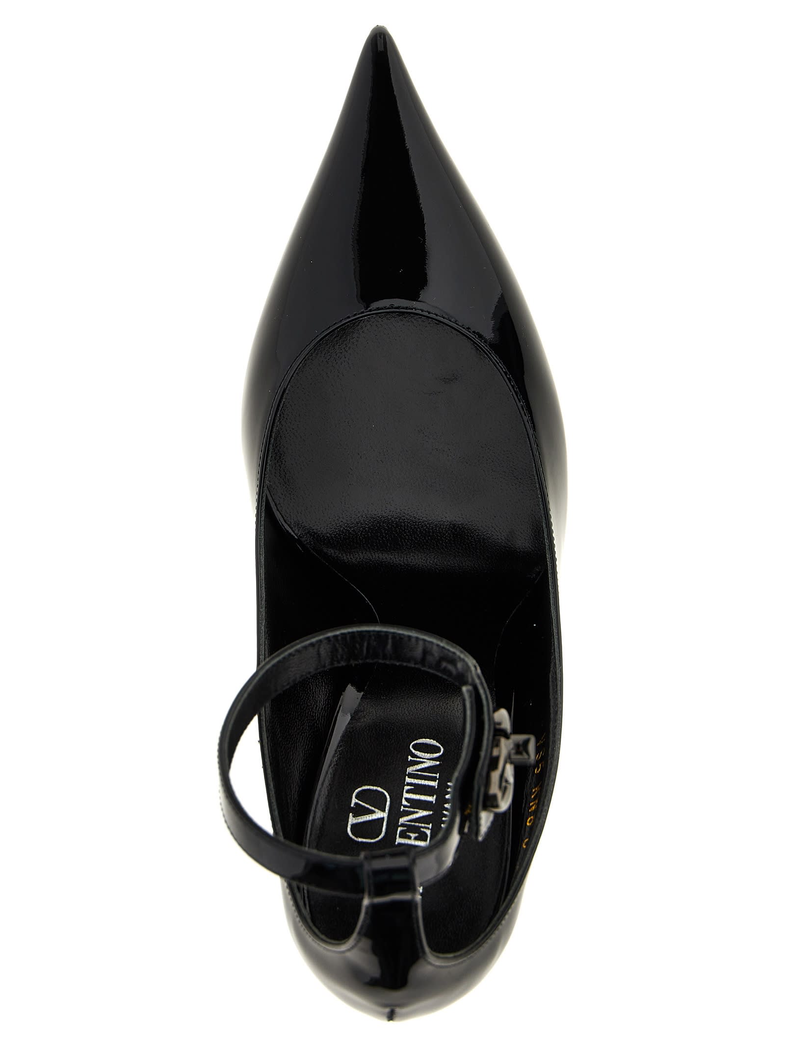 Valentino Vlogo Lockette 105 Patent Leather Wedges In Black