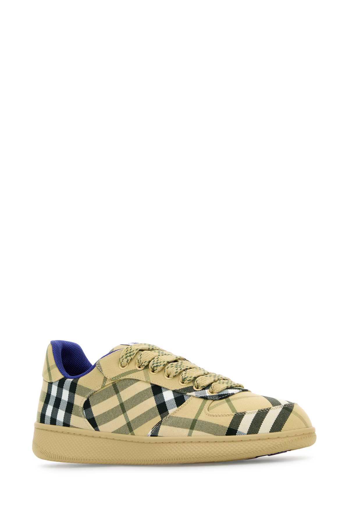 Shop Burberry Embroidered Fabric Box Sneakers In Beige