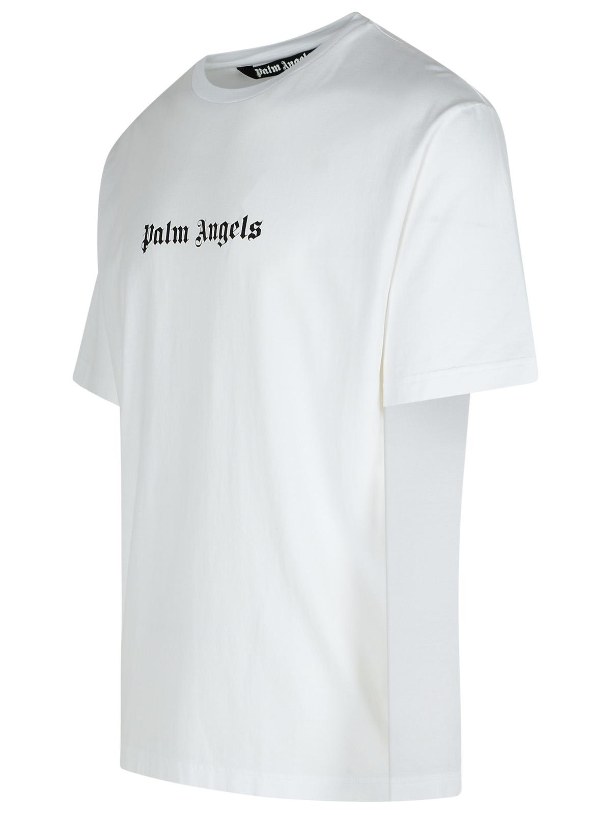 Shop Palm Angels White Cotton T-shirt In White Black