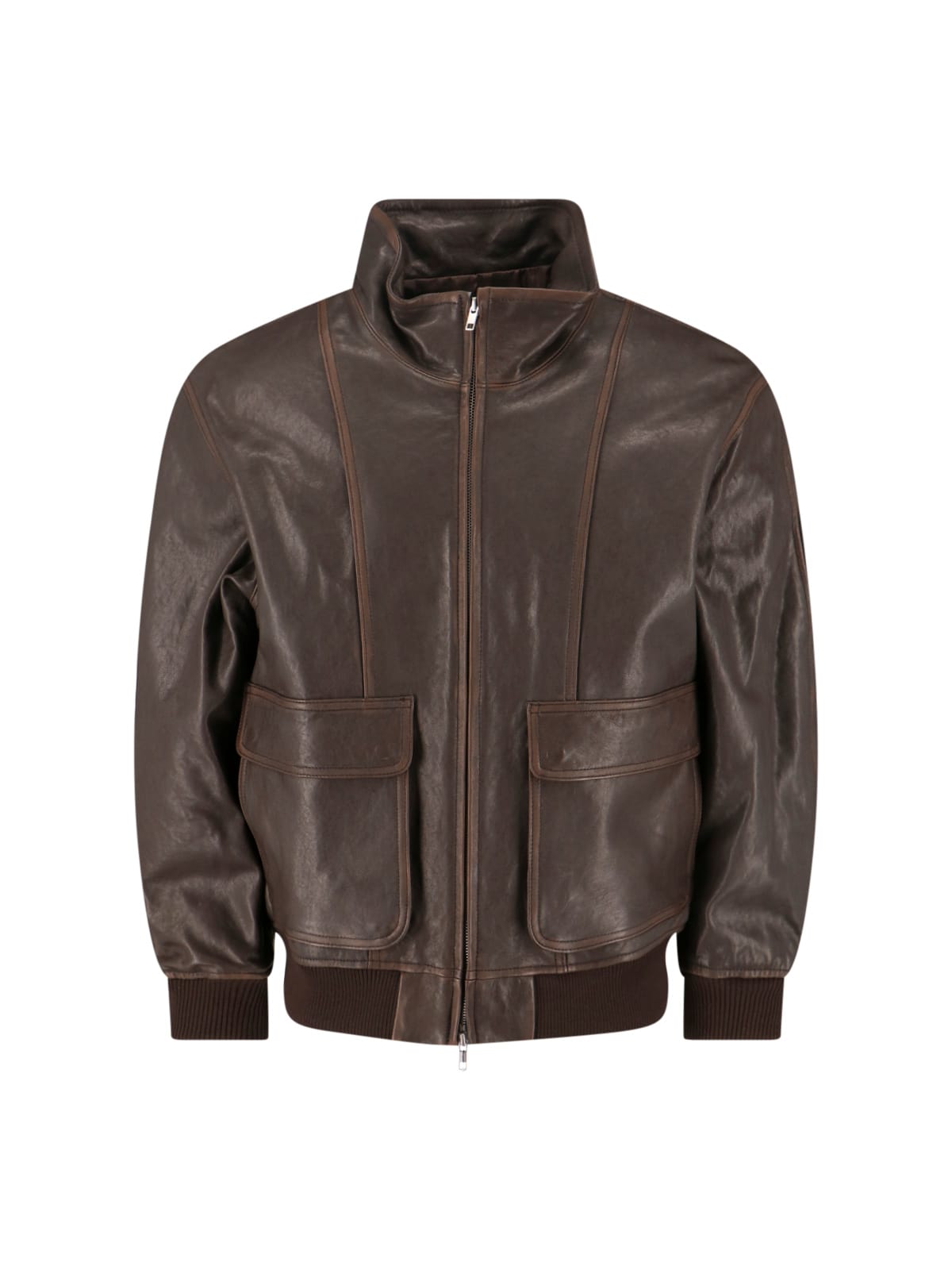 Dunst Lambs-leather Flap-pocket Jacket In Brown