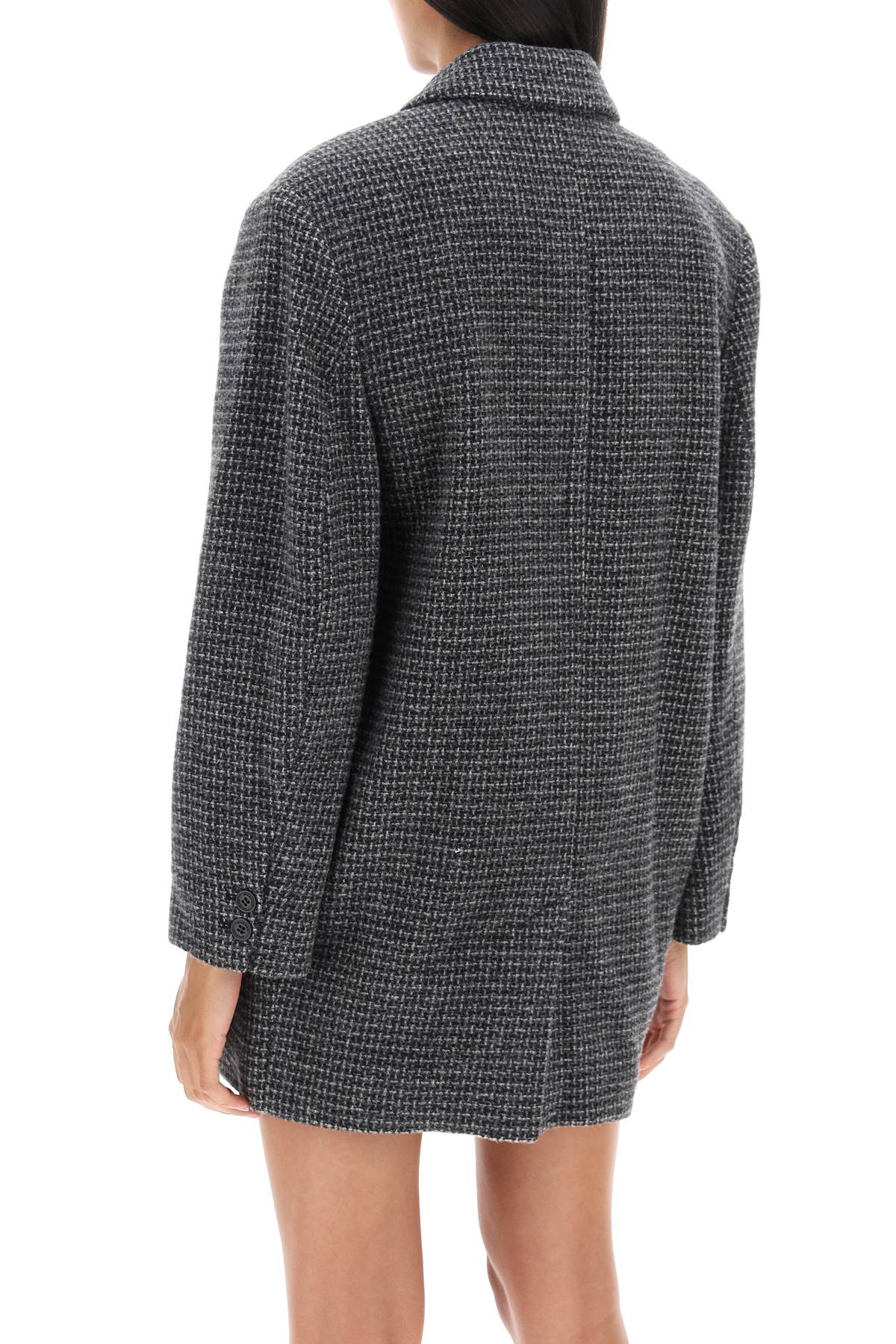 Shop Marant Etoile Cikaito Wool Blazer With Check Motif In Gy Grey