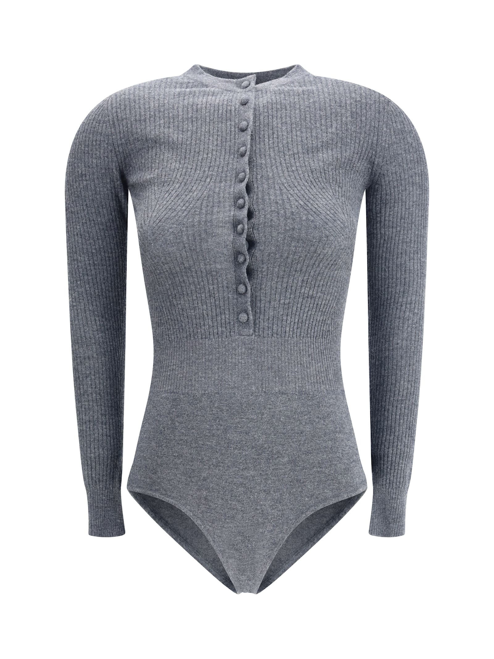 Self-portrait Long-sleeved Wool Bodysuit In Blue