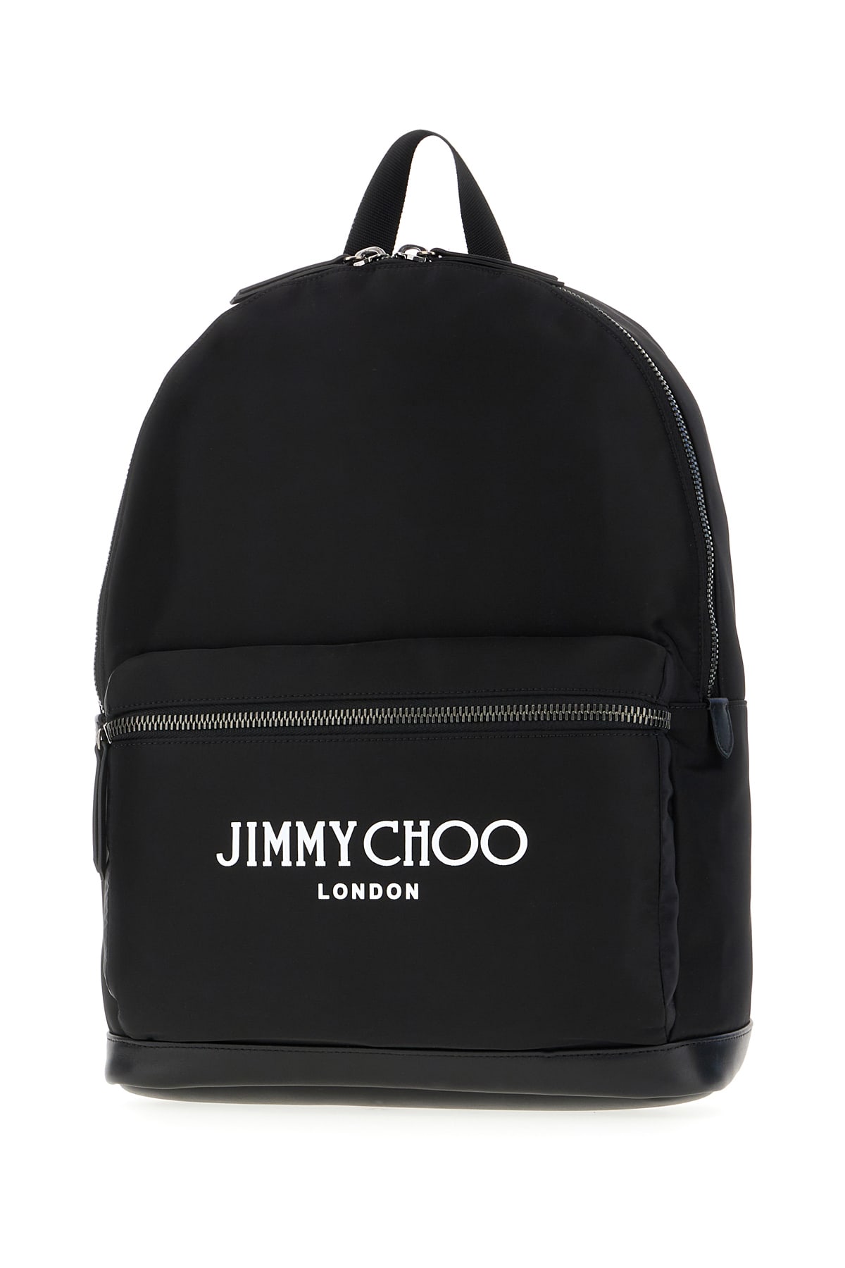 Jimmy Choo Black Nylon Backpack With Leather Base And Contrasting Logo Detail In Blacklattegunmetal