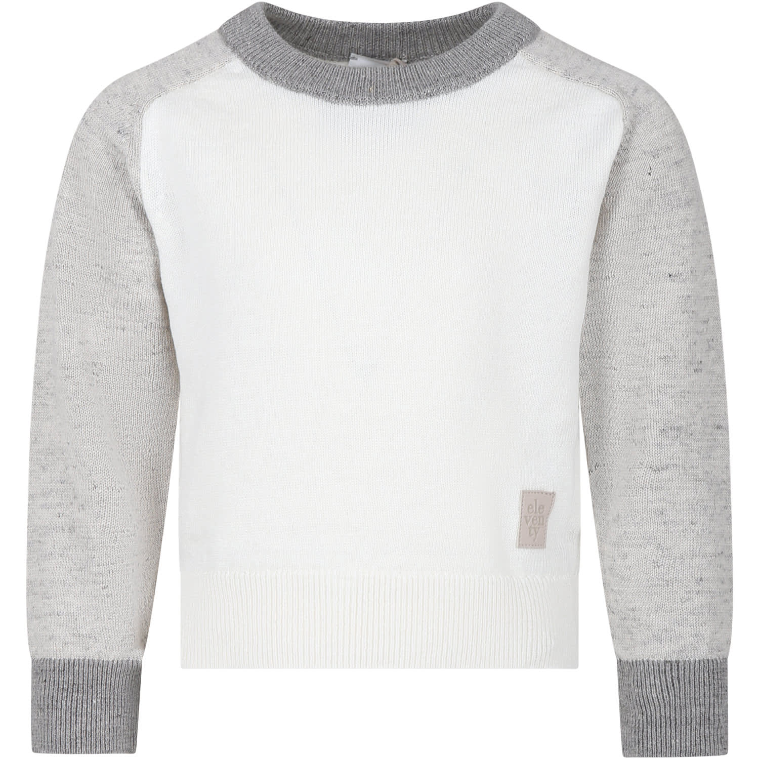 Shop Eleventy Ivory Sweater For Boy With Logo
