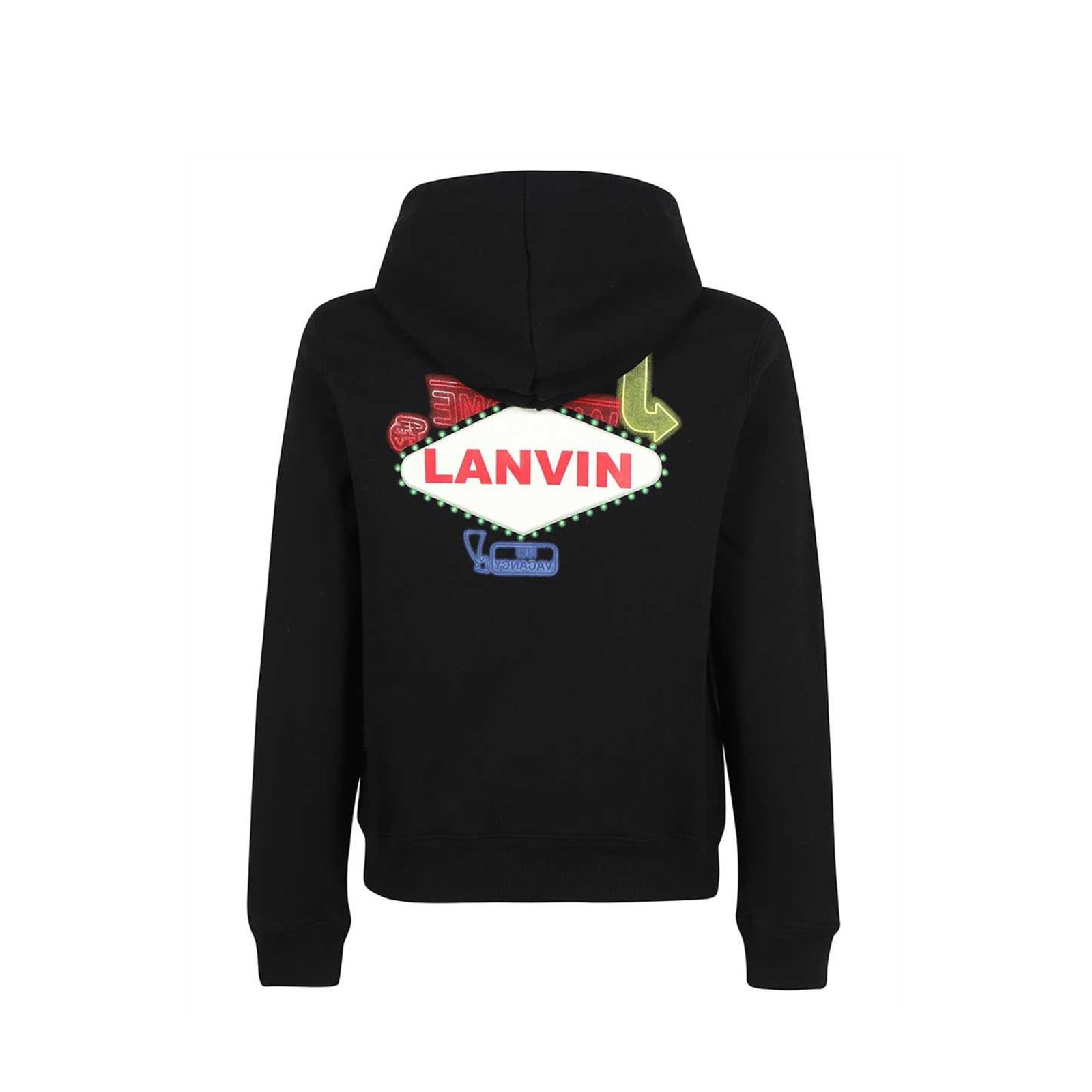 Shop Lanvin Printed Hooded Sweatshirt In Black