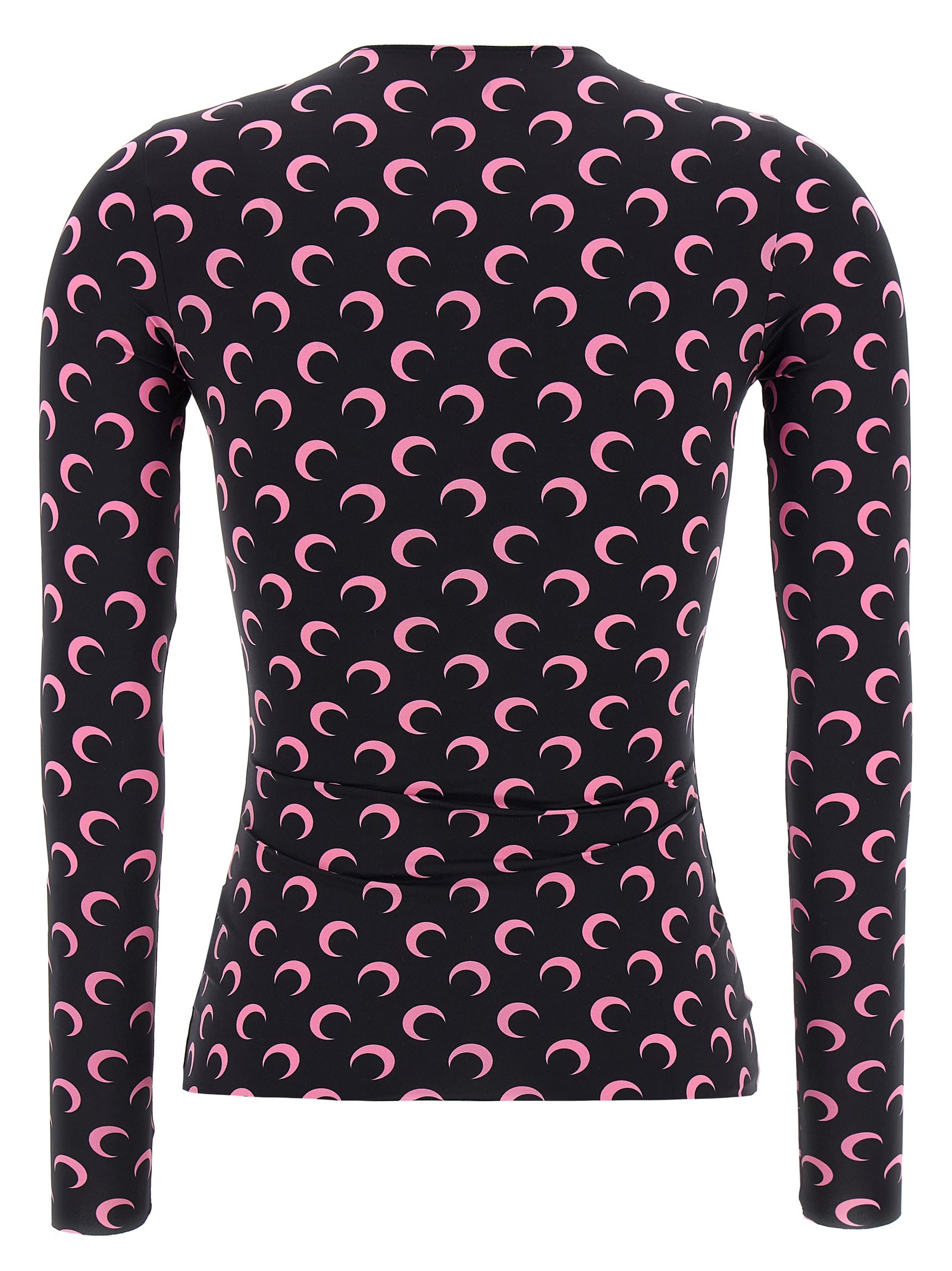 Marine Serre Moon Printed Jersey Second Skin T-shirt Pink In Pink