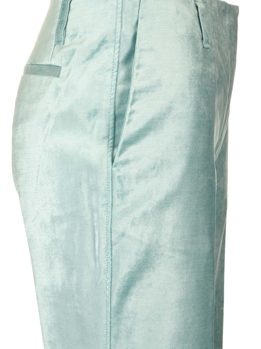 Shop Forte Forte Cotton Viscose Stretch Velvet Trumpet Shaped Pants In Light Blue