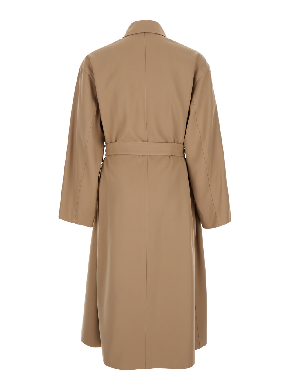 Shop Jil Sander Beige Double Breasted Trench With Belt In Wool Man