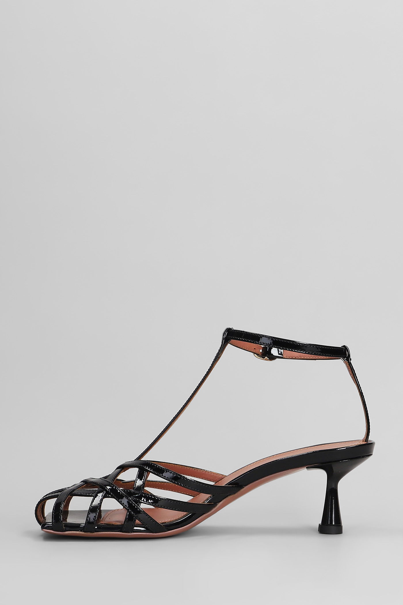Aldo Castagna Manila Sandals In Black Patent Leather In Multi