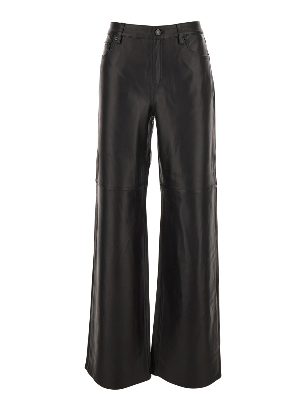 Black Pants With Belt Loops In Leather Woman