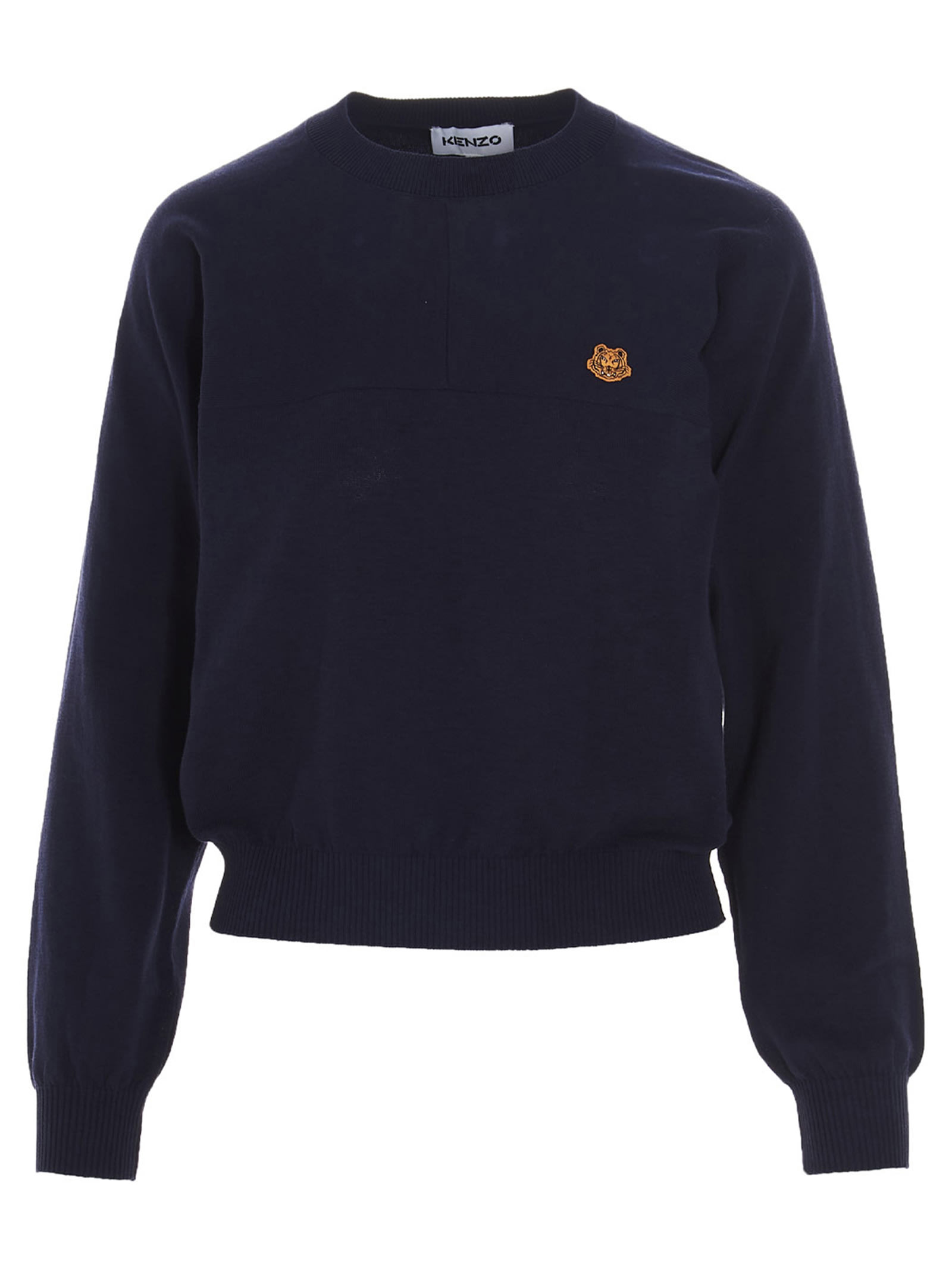 Kenzo Black Tiger Crest Long-sleevet-shirt In Bleu Marine