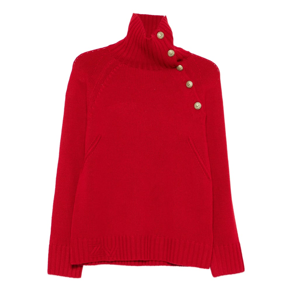 Zadig & Voltaire High-neck Button-detail Sweater In Red