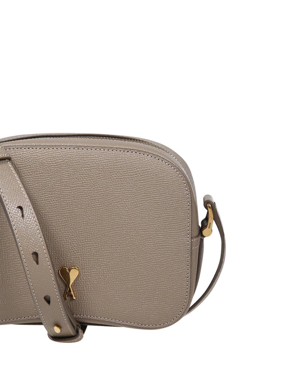 Shop Ami Alexandre Mattiussi Paris Ami De Coeur Zip-up Crossbody Bag In Brown