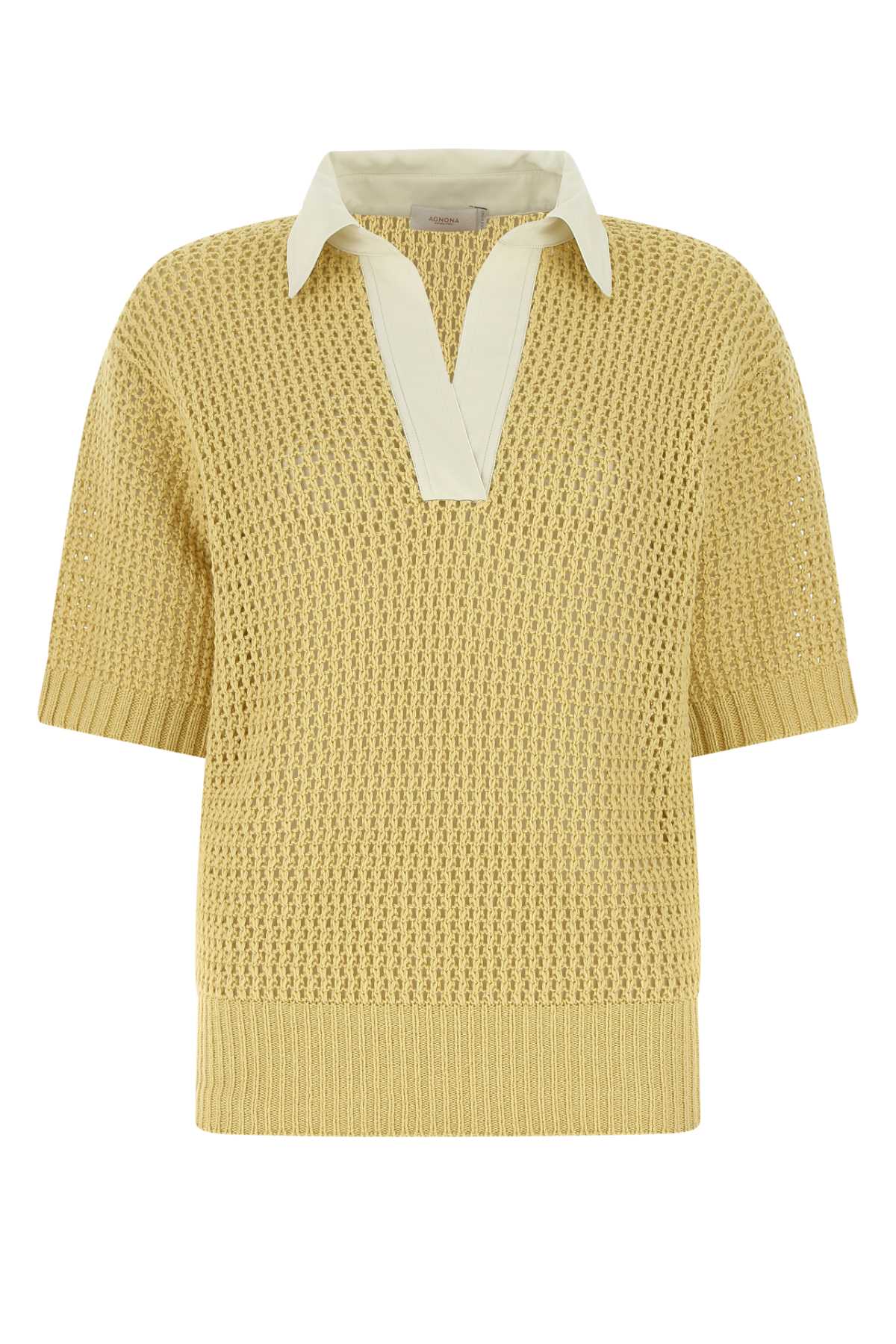 Mustard Cotton And Cashmere Polo Shirt