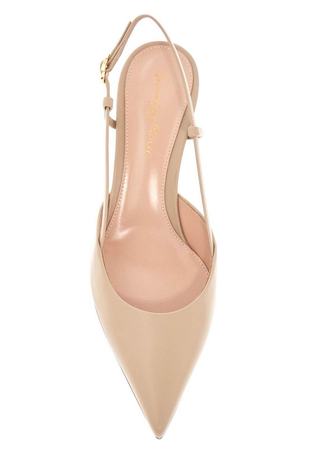 Shop Gianvito Rossi Ascent Pointed-toe Slingback Pumps In Sand