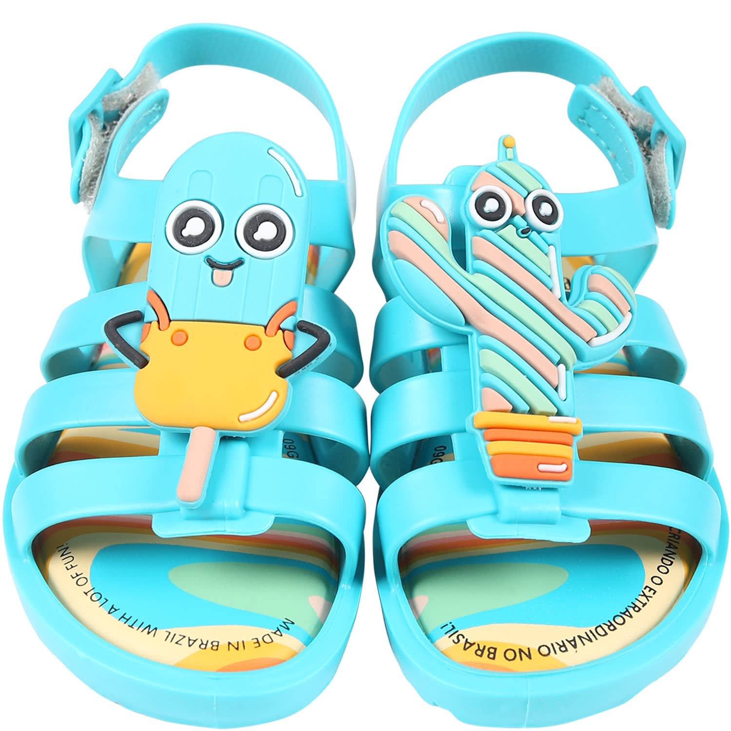 Shop Melissa Light Blue Sandals For Kids With Cactus And Popsicle