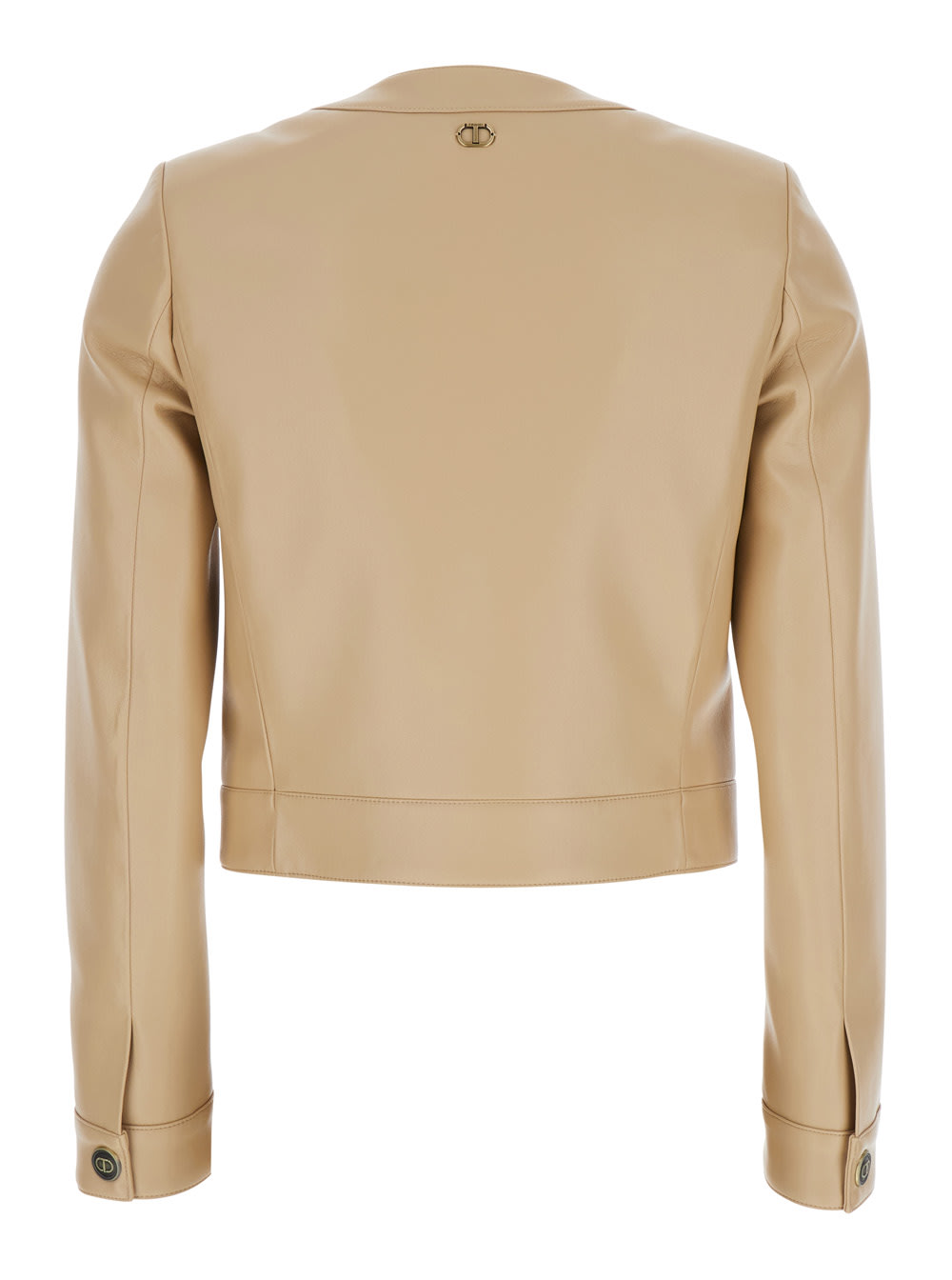 Twinset Beige Crewneck Jacket With Logo Buttons In Beige