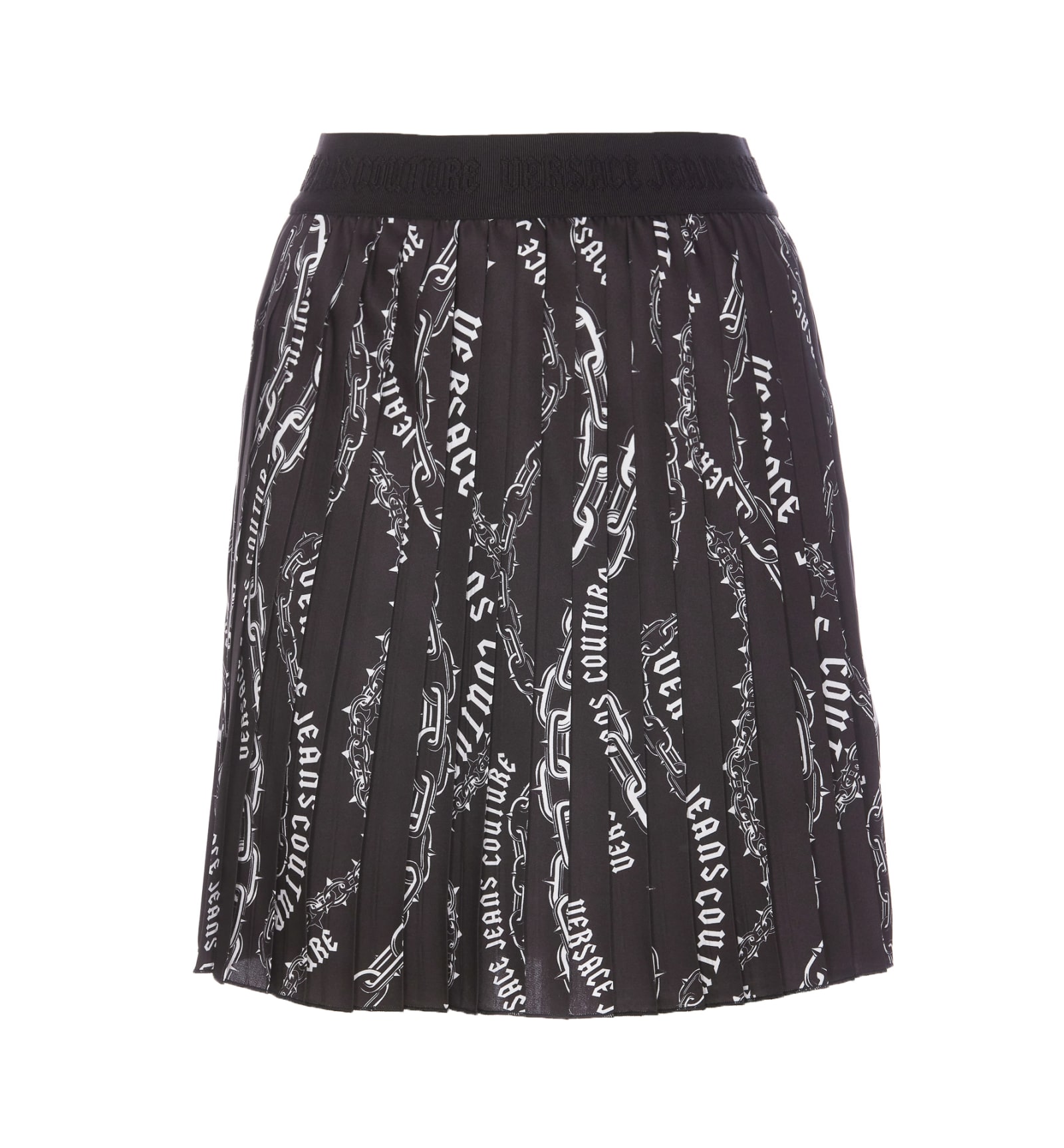 Chain Couture Pleated Mini Skirt