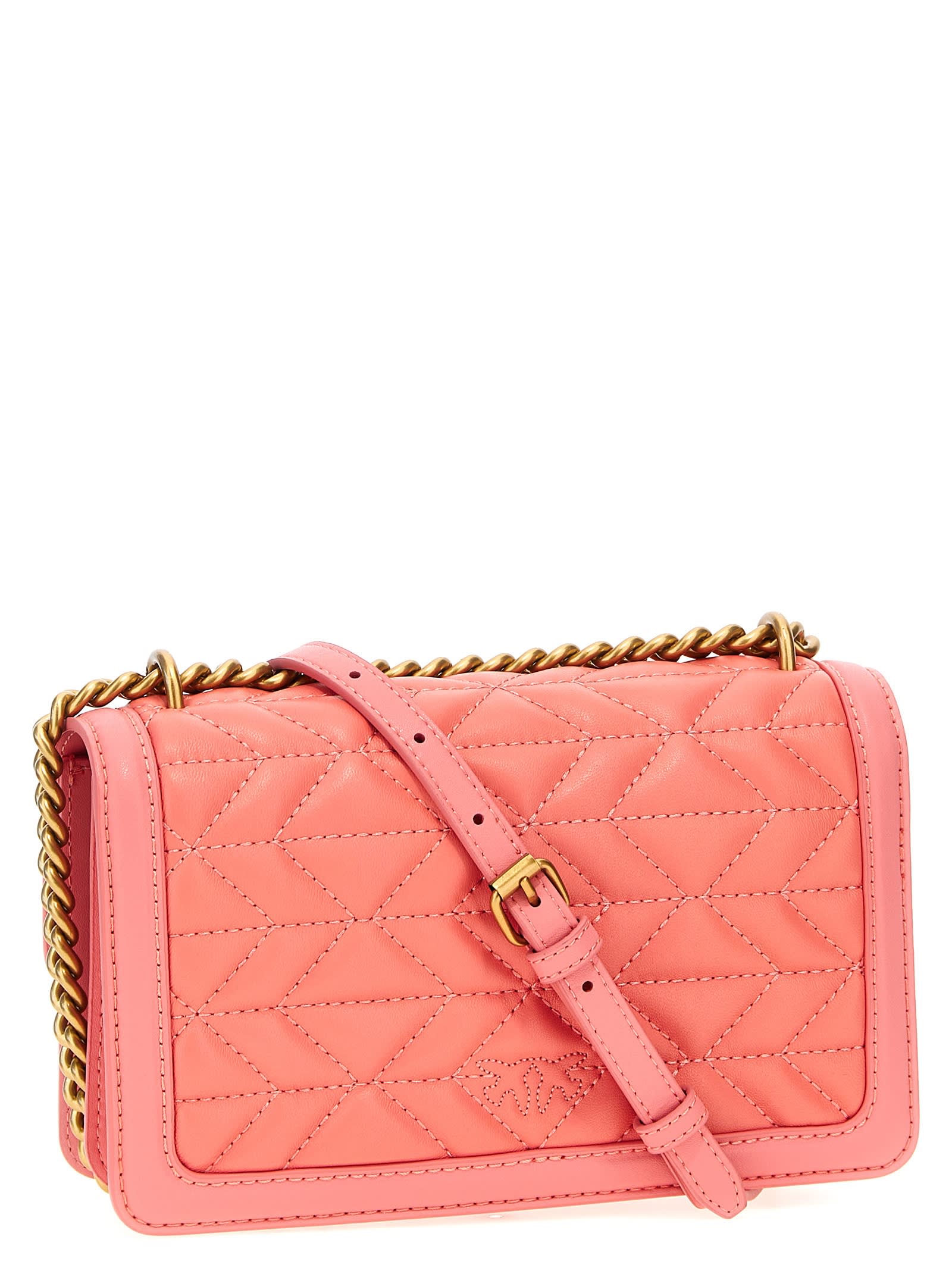 Shop Pinko Love One Mini Crossbody Bag In Pink