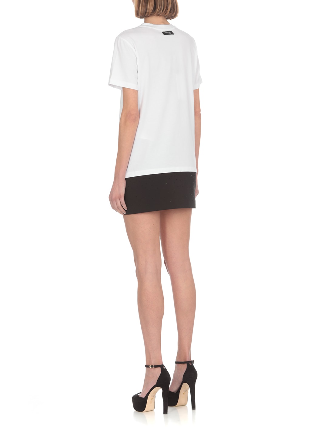 Shop Blumarine Rhinestones T-shirt In Bianco