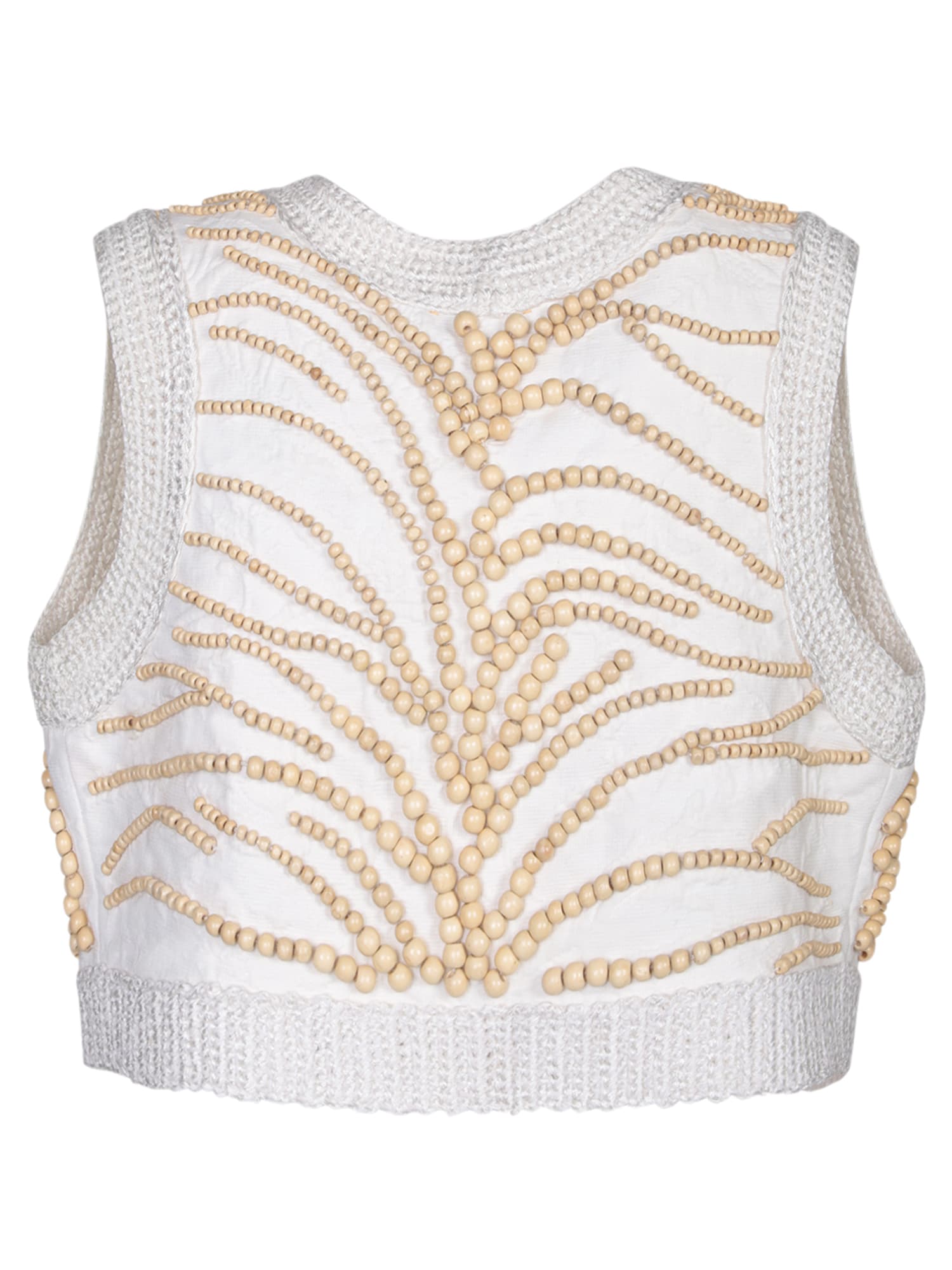 Shop Forte Forte Beaded Embroidered Ivory Vest In White