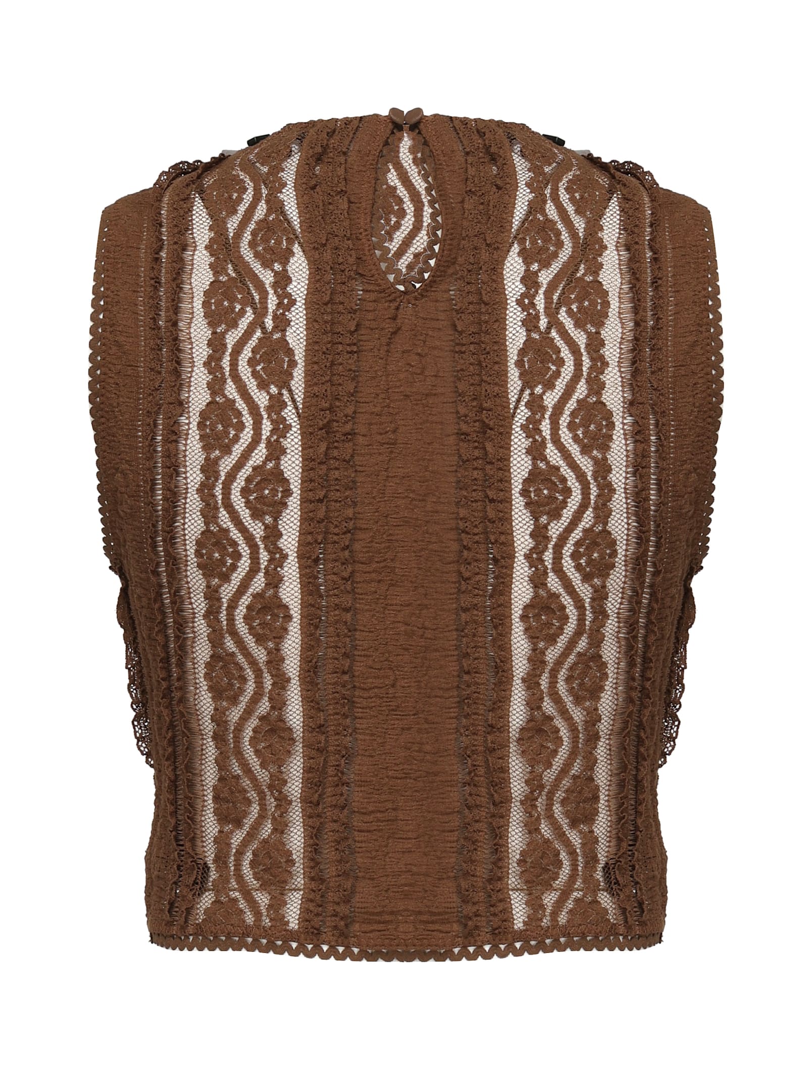 Charo Ruiz Lace-detail Sleeveless Top In Brown