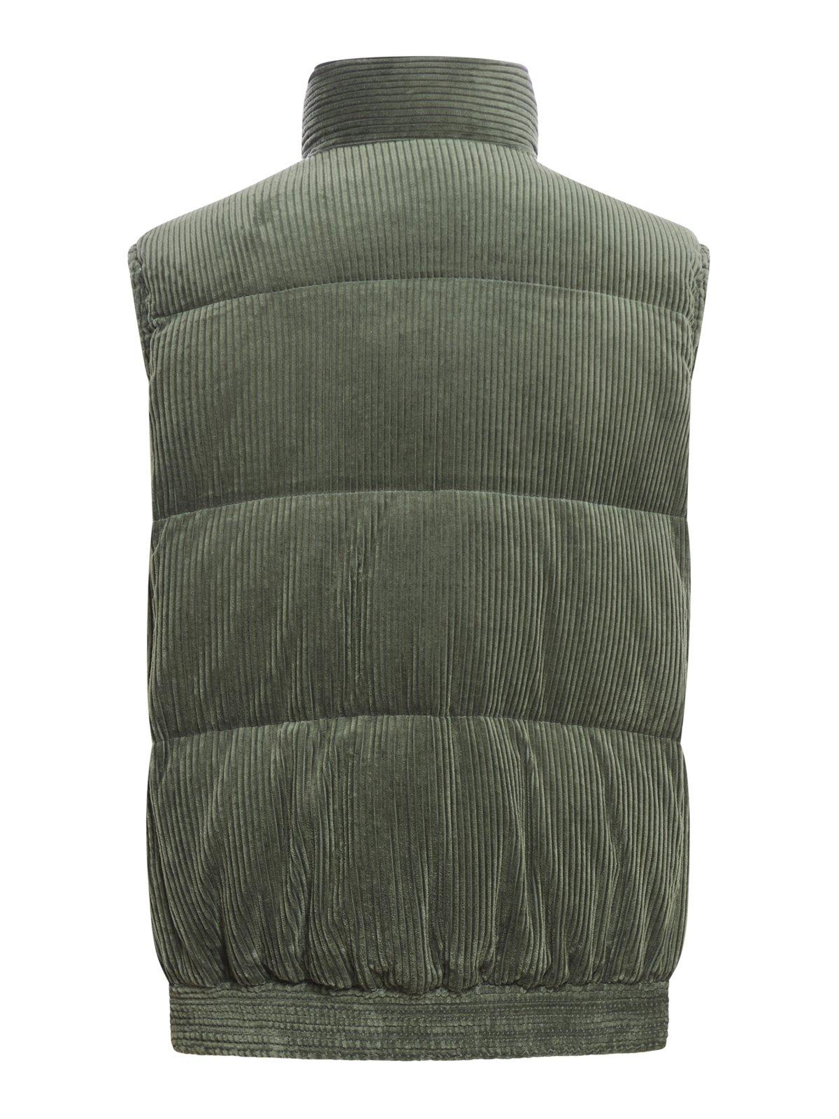 Shop Sacai Corduroy Padded Vest In B Khaki